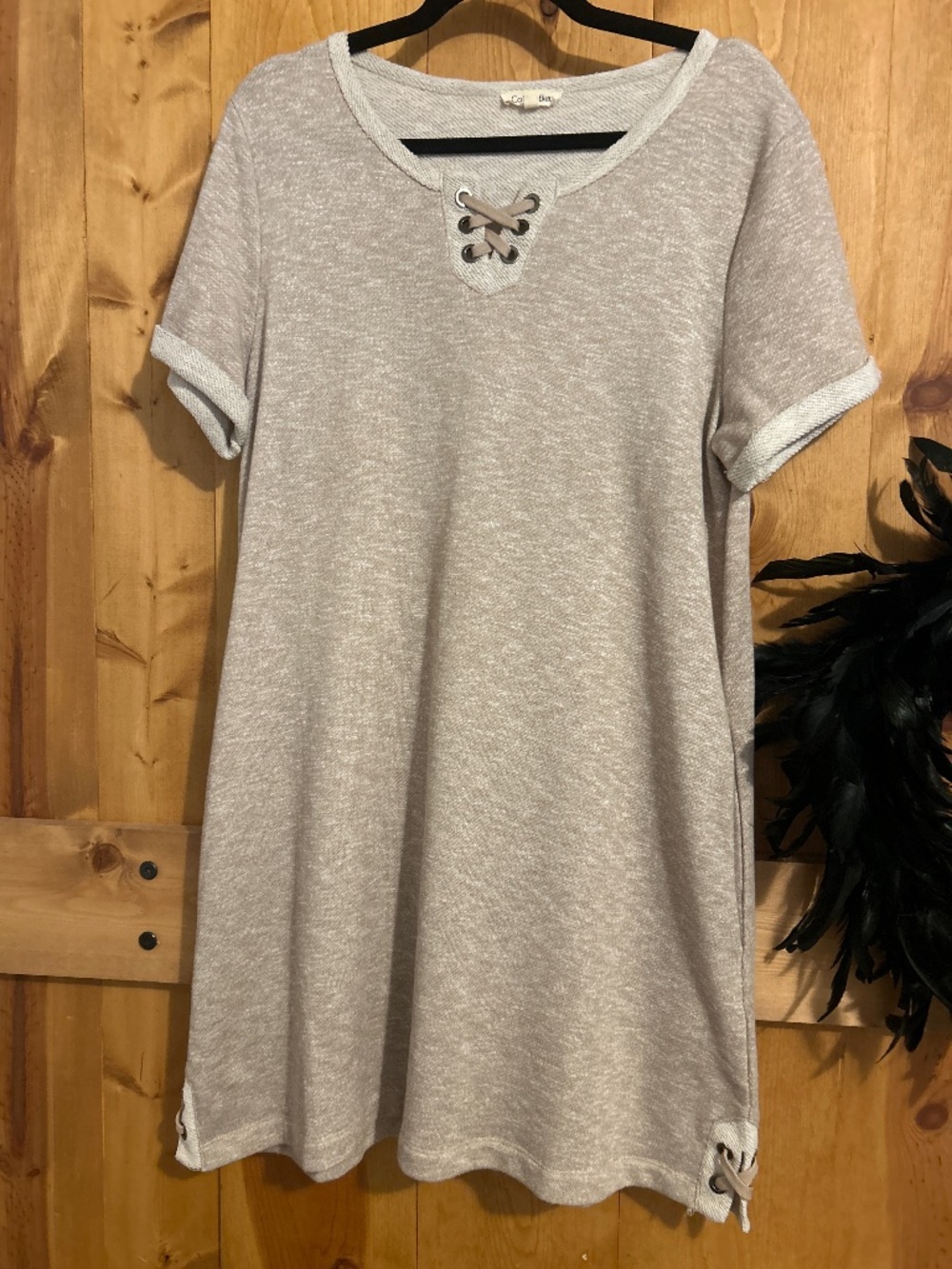 Cotton Bleu Light Tan Short Sleeve Tee Dress